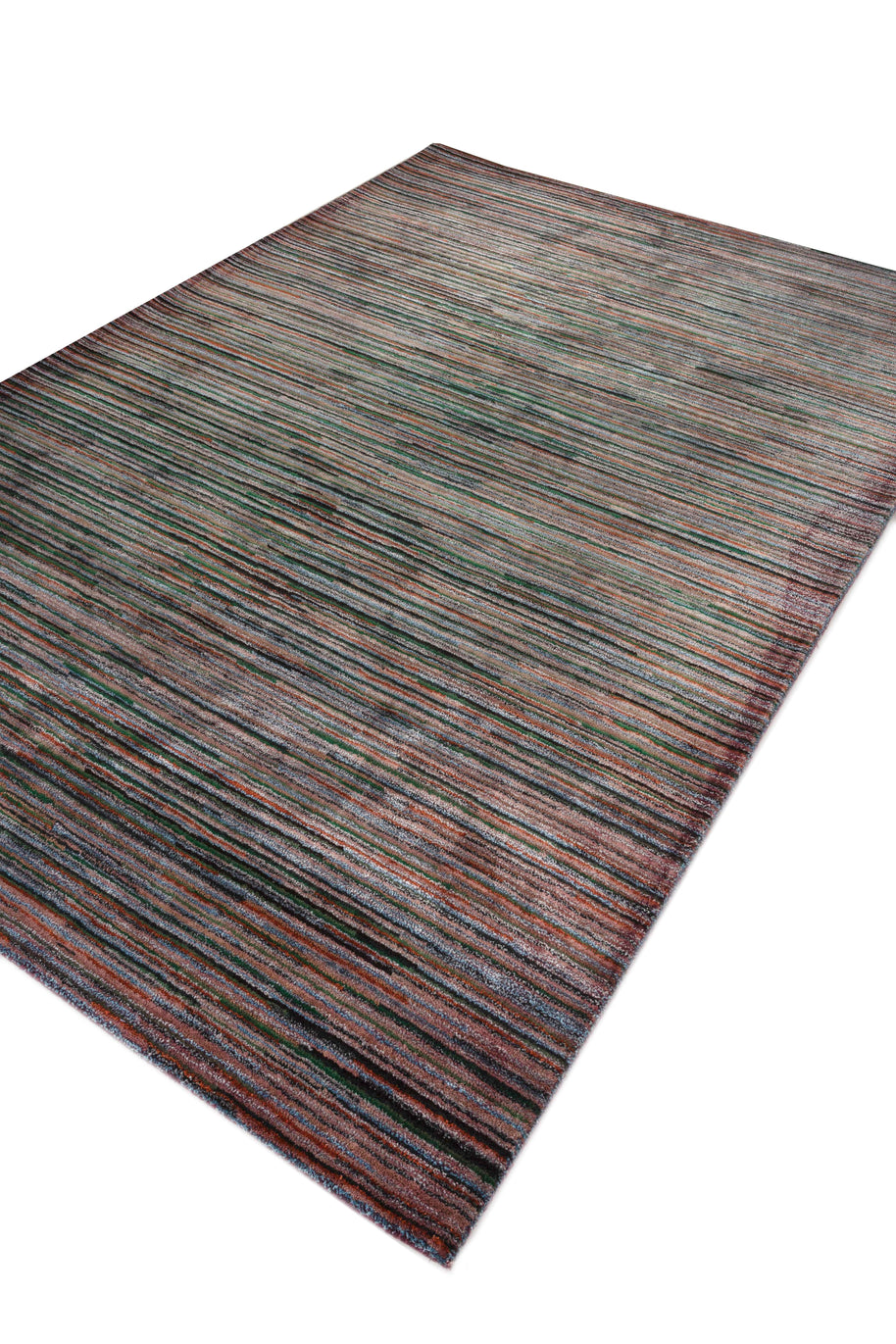 Carpet For Living room 6x9 Feet Beige and Brown Wool and Viscose Rectangle Geometric and Stripes Rug