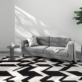 Carpet For Living room 4'11x7'10 Feet Ivory Wool Rectangle Abstract Rug