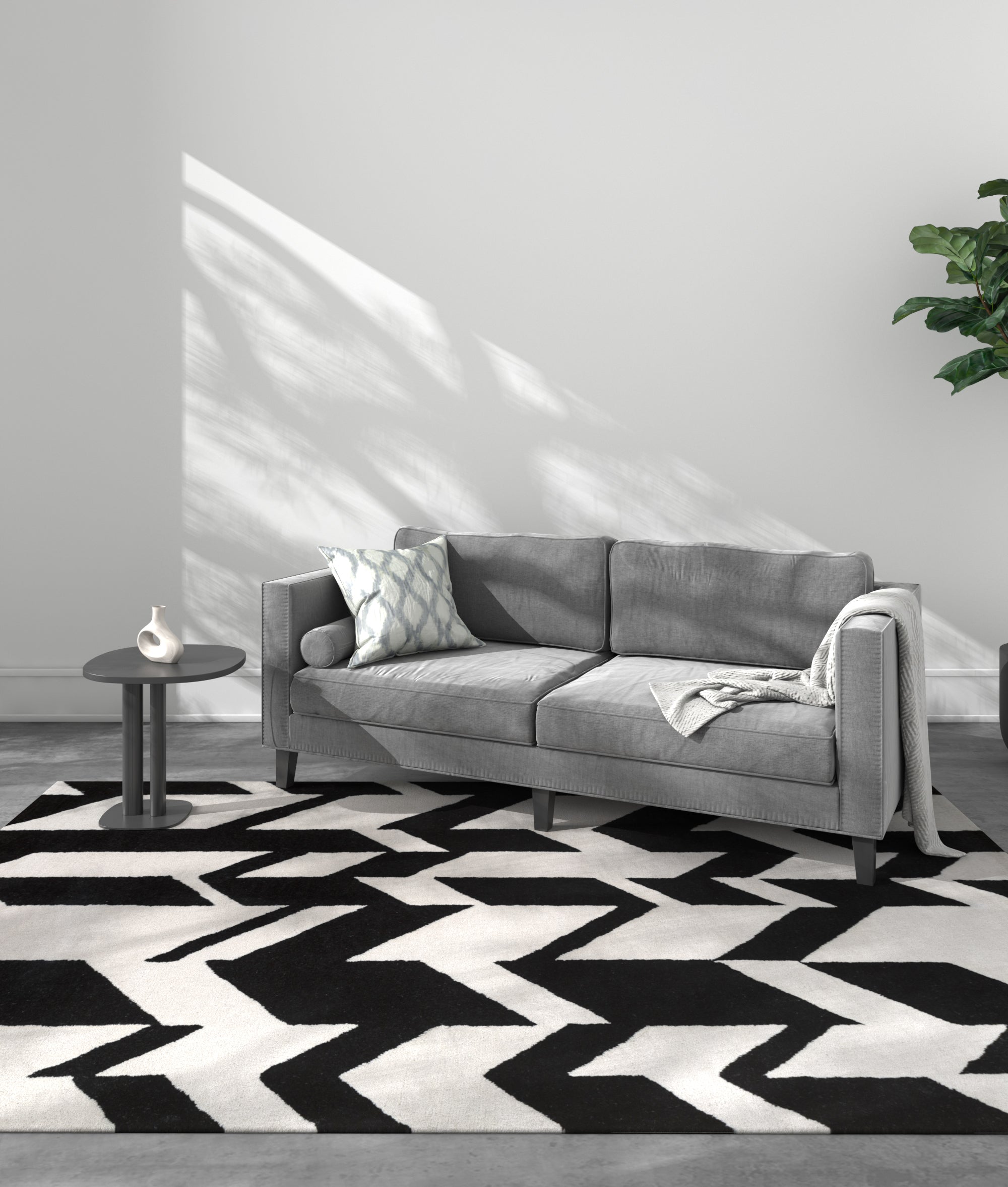 Carpet For Living room 4'11x7'10 Feet Ivory Wool Rectangle Abstract Rug