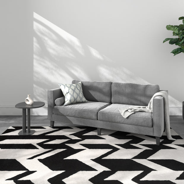 Carpet For Living room 4'11x7'10 Feet Ivory Wool Rectangle Abstract Rug