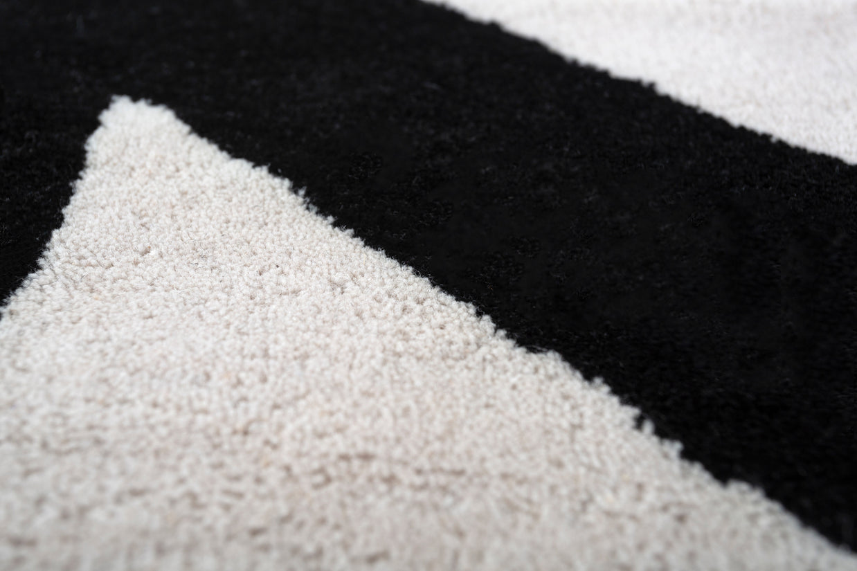 Carpet For Living room 4'11x7'10 Feet Ivory Wool Rectangle Abstract Rug