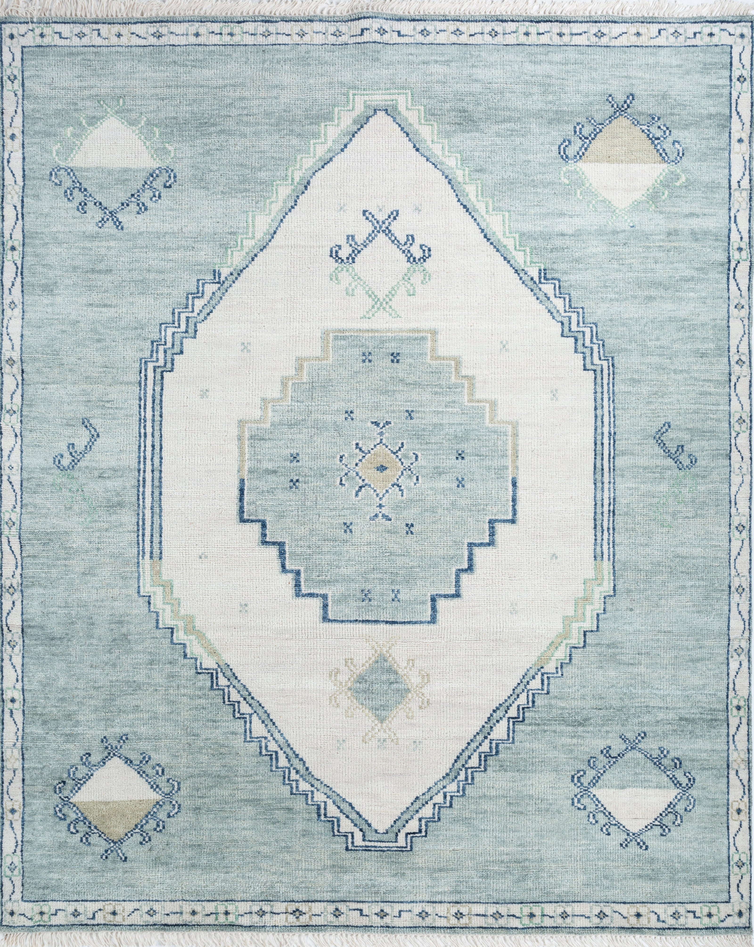 Carpet For Living room 8x10 Feet Ivory Wool Rectangle Moroccan and Tribal Rug