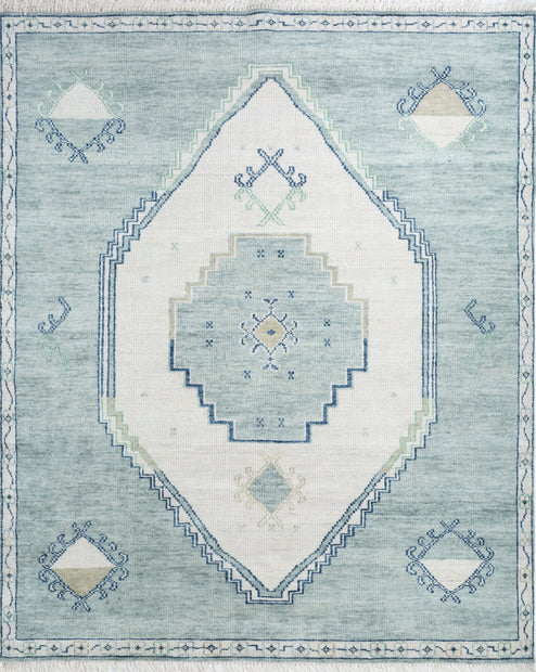 Carpet For Living room 8x10 Feet Ivory Wool Rectangle Moroccan and Tribal Rug