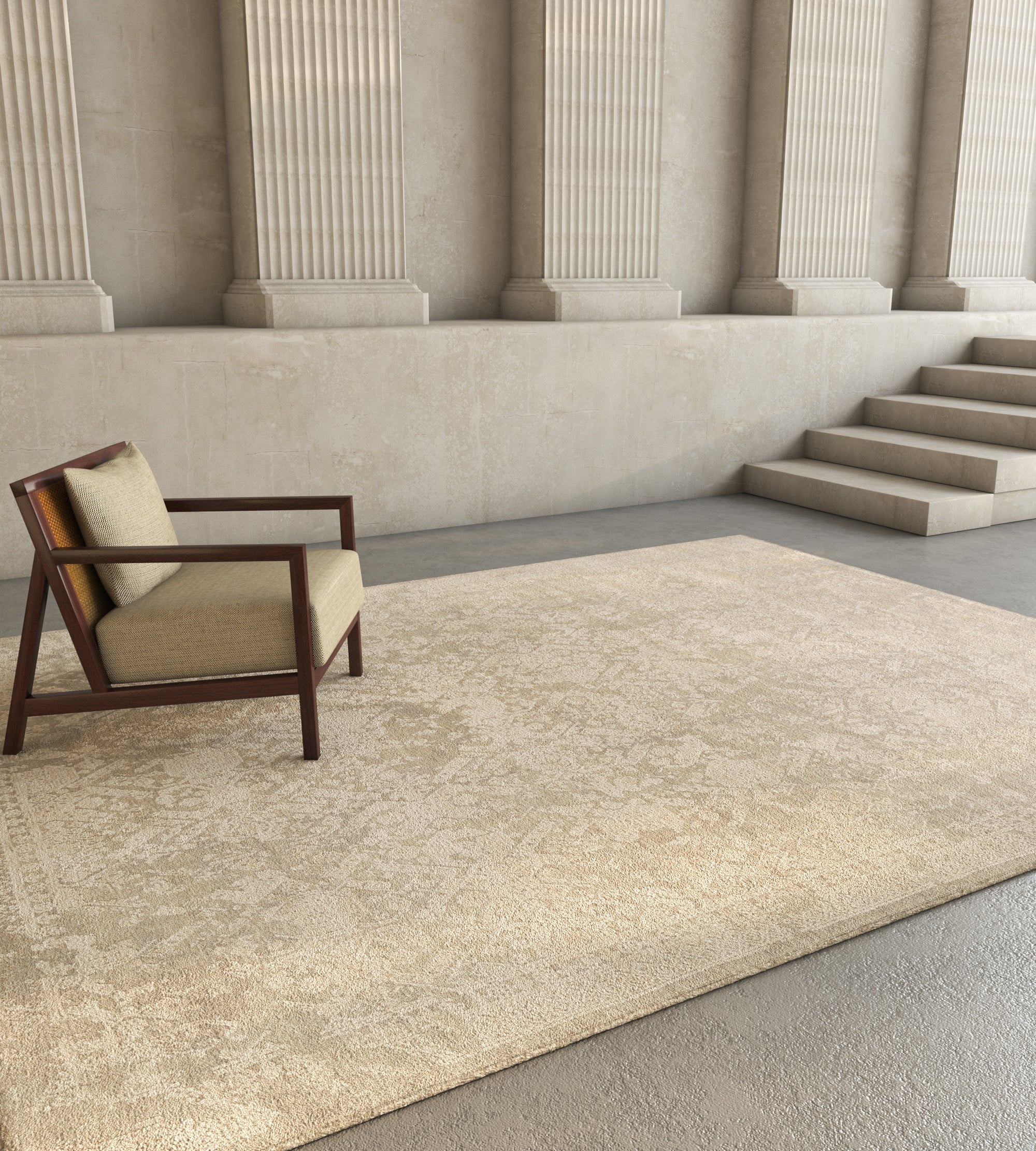 Carpet For Living room 5'6x8 Feet Blue Wool and Bamboo Silk Rectangle Abstract Rug