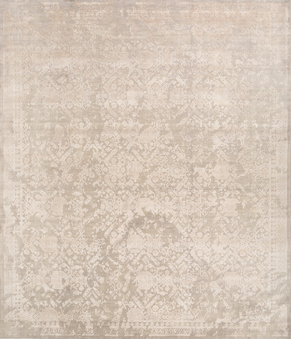 Carpet For Living room 5'6x8 Feet Blue Wool and Bamboo Silk Rectangle Abstract Rug