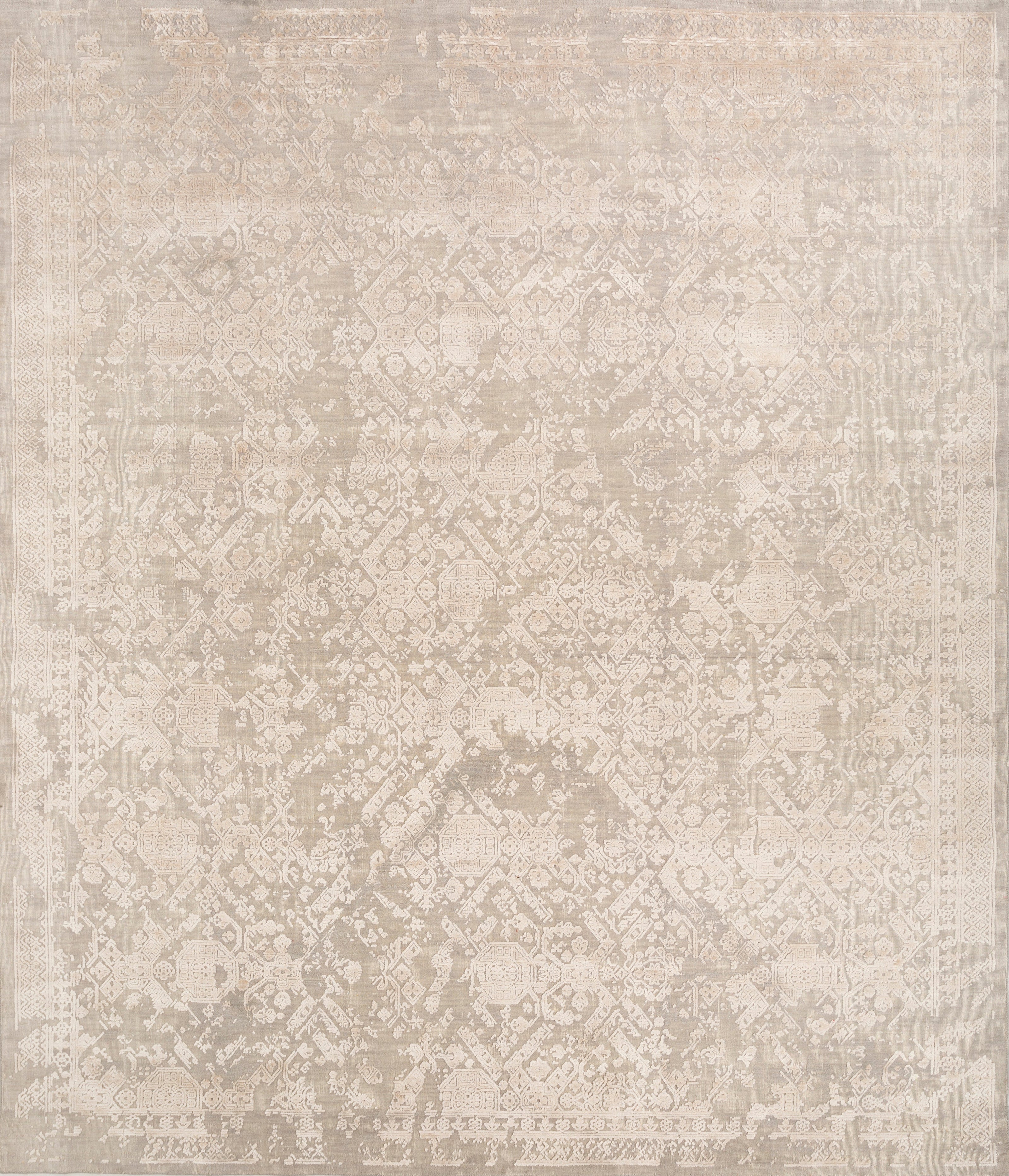 Carpet For Living room 5'6x8 Feet Blue Wool and Bamboo Silk Rectangle Abstract Rug