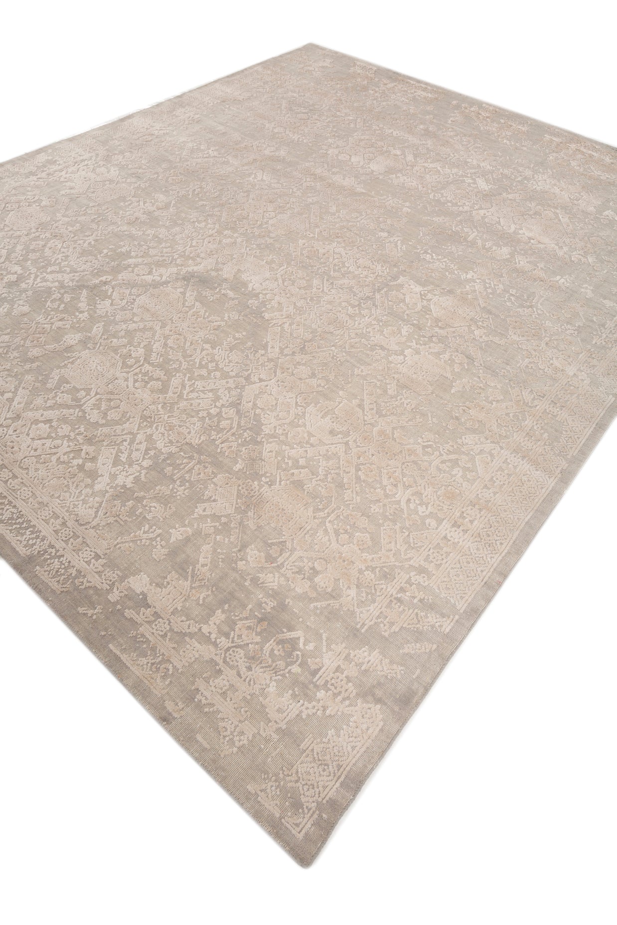 Carpet For Living room 5'6x8 Feet Blue Wool and Bamboo Silk Rectangle Abstract Rug