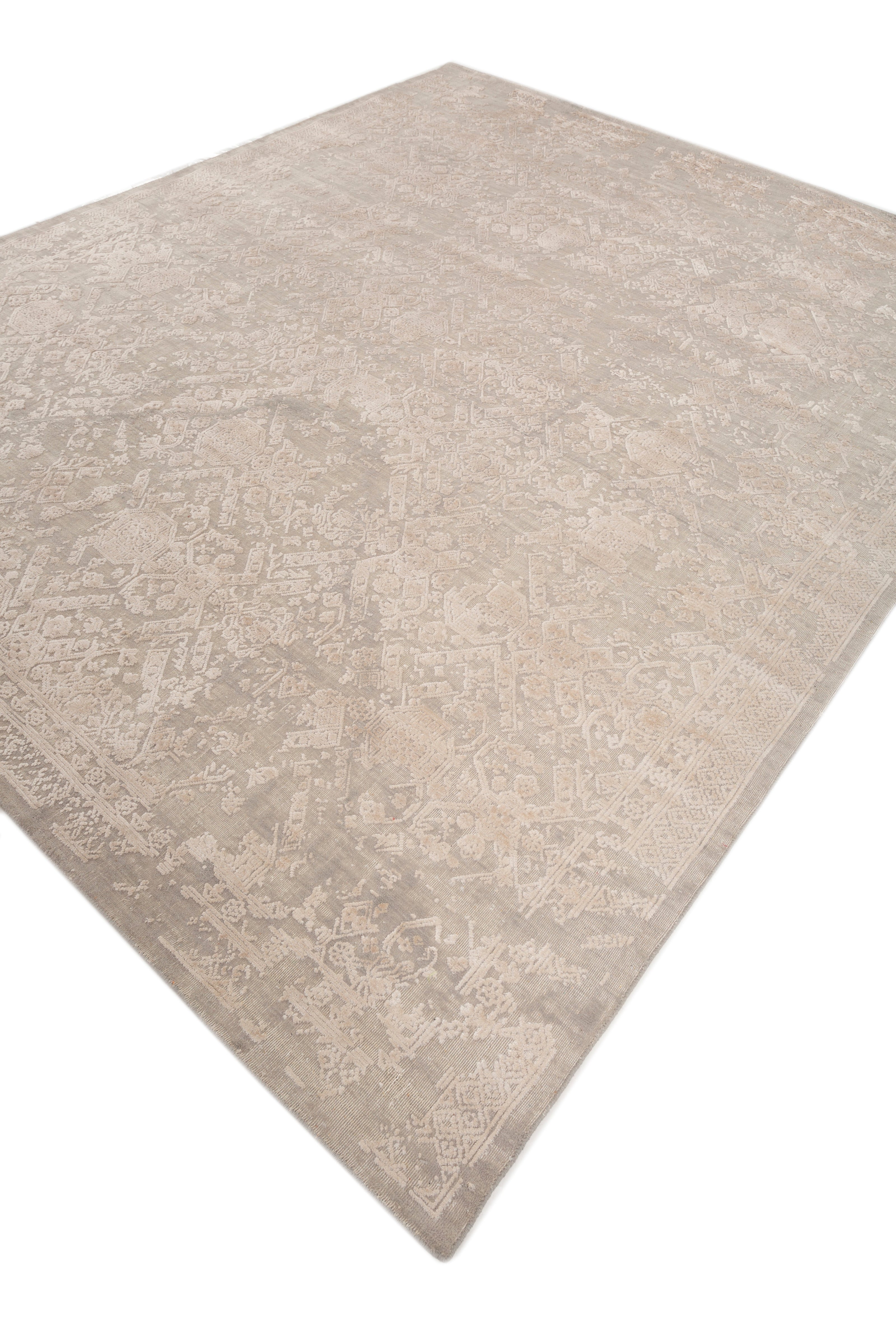 Carpet For Living room 5'6x8 Feet Blue Wool and Bamboo Silk Rectangle Abstract Rug