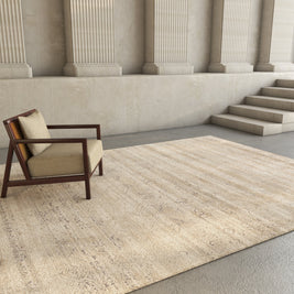 Carpet For Living room 5'6x8 Feet Blue Wool and Bamboo Silk Rectangle Vintage and Distressed Rug