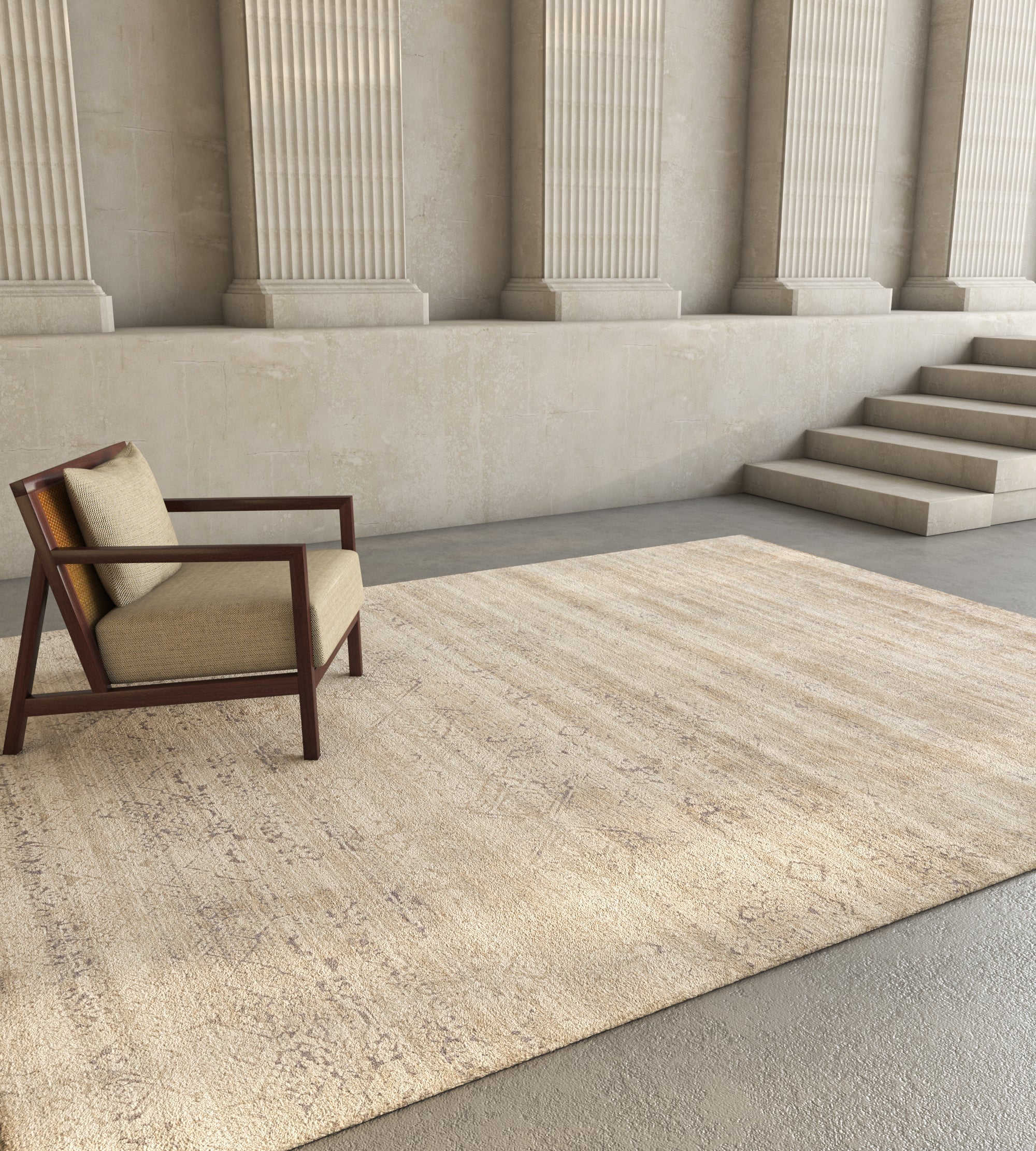 Carpet For Living room 5'6x8 Feet Blue Wool and Bamboo Silk Rectangle Vintage and Distressed Rug