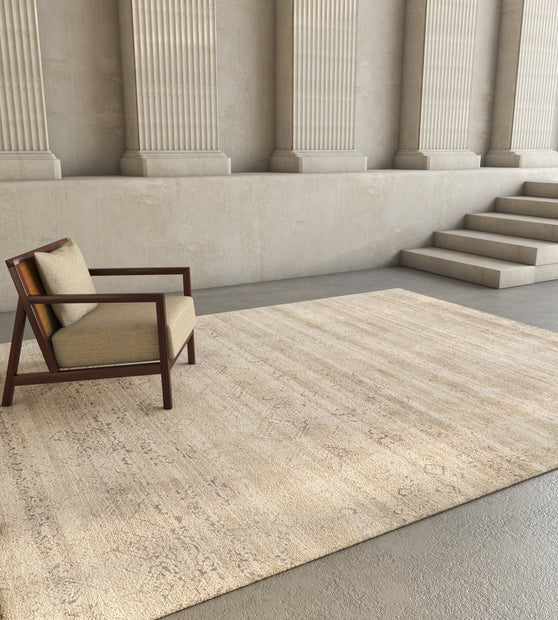 Carpet For Living room 5'6x8 Feet Blue Wool and Bamboo Silk Rectangle Vintage and Distressed Rug