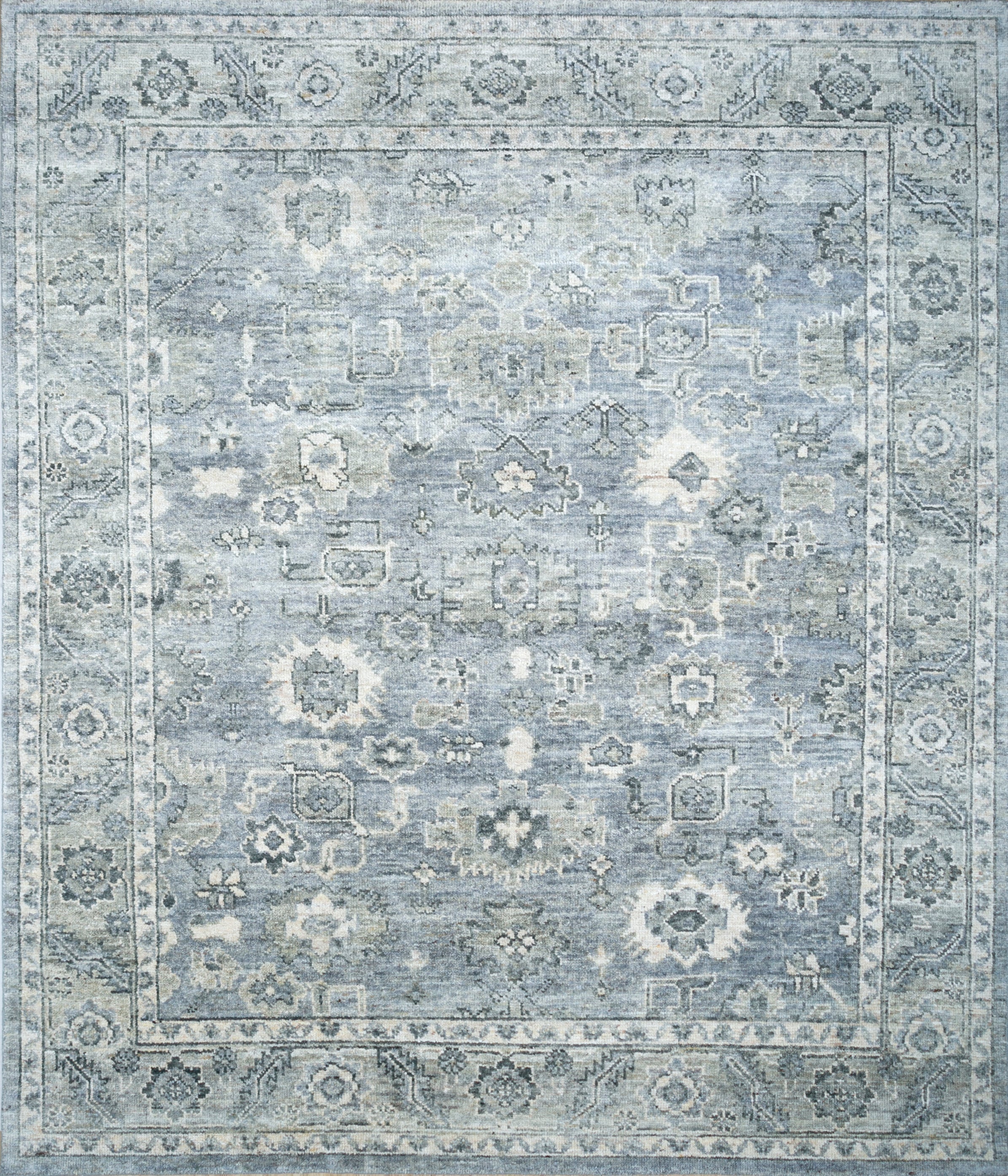 Carpet For Living room 4x6 Feet Blue Wool Rectangle Vintage and Distressed Rug
