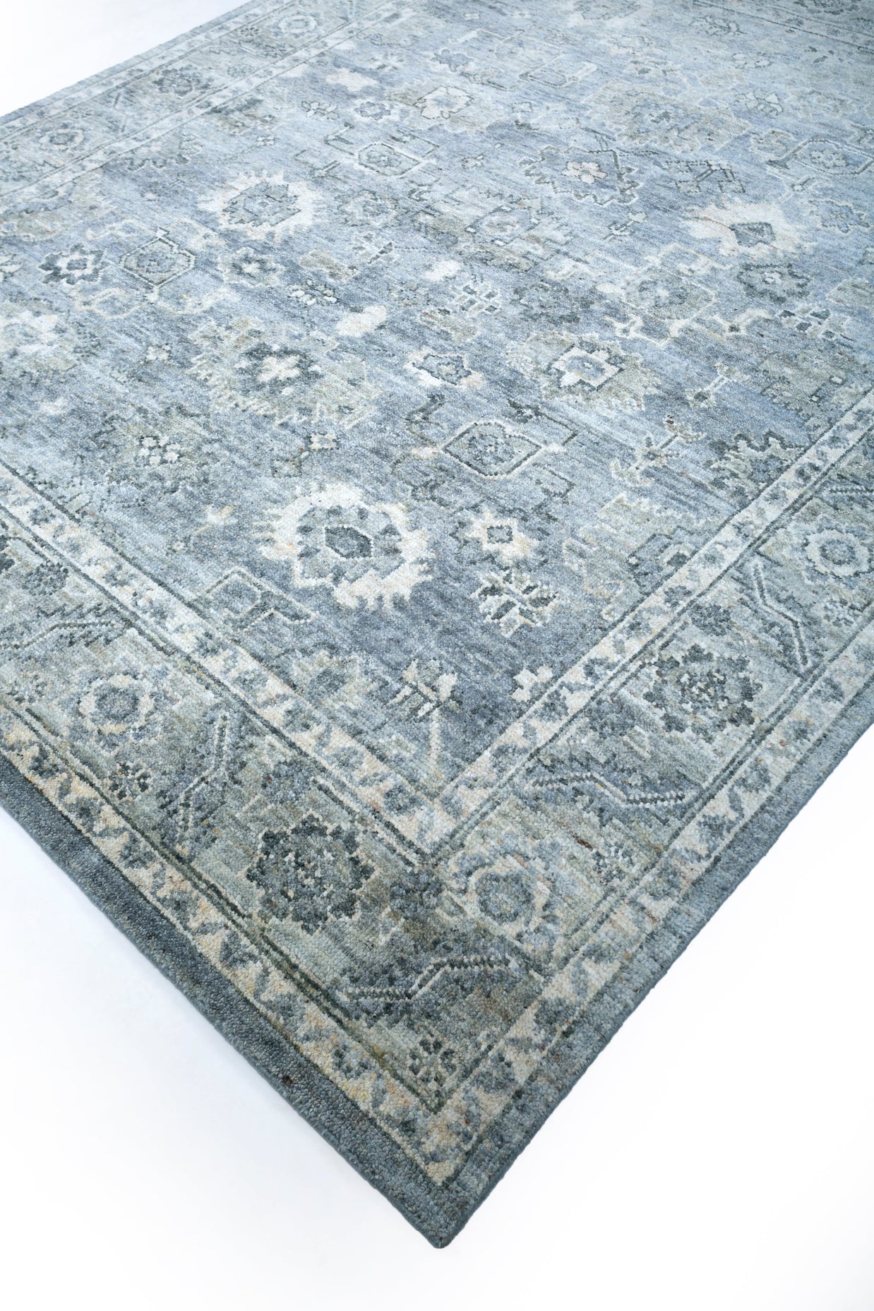 Carpet For Living room 4x6 Feet Blue Wool Rectangle Vintage and Distressed Rug