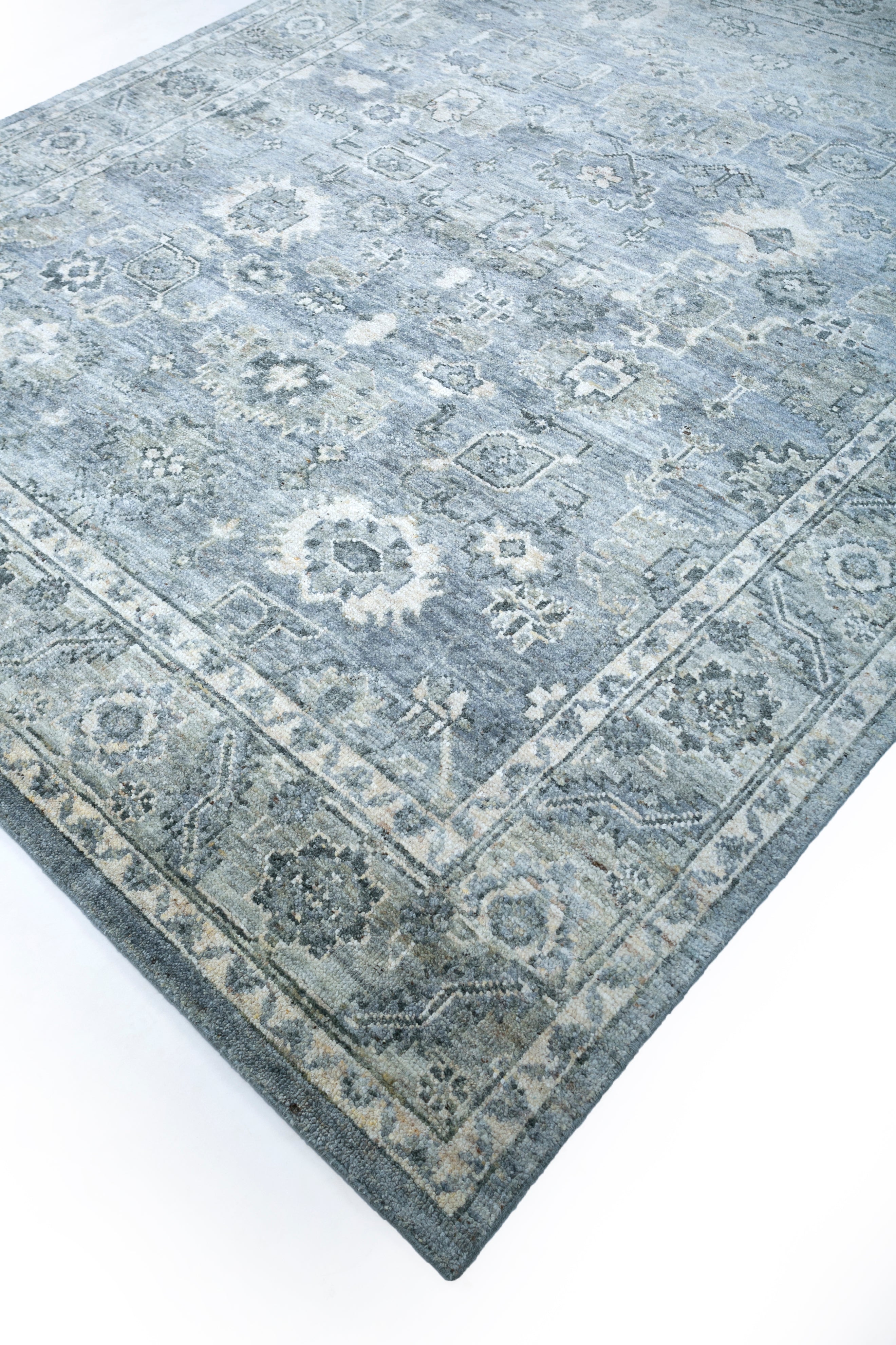 Carpet For Living room 4x6 Feet Blue Wool Rectangle Vintage and Distressed Rug