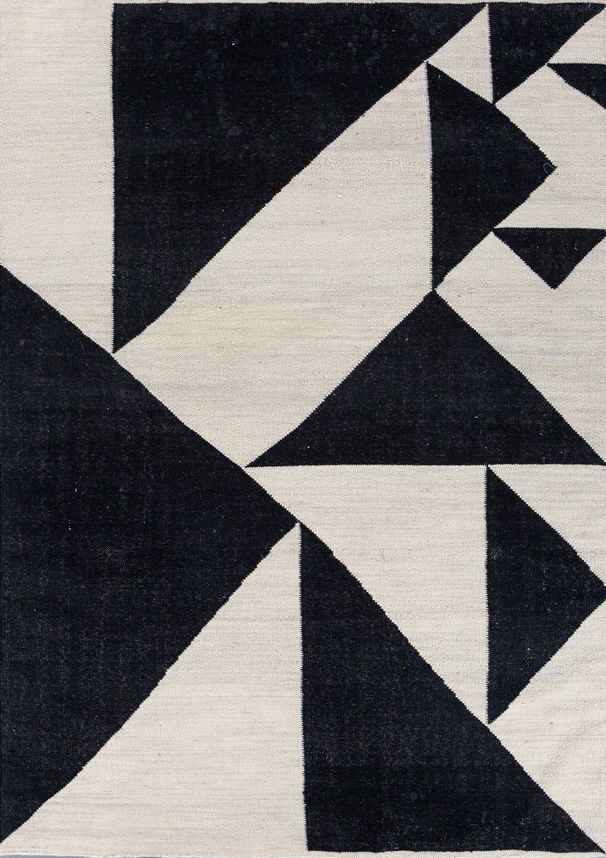 Carpet For Living room 5'3X7'6 Feet Grey And Black Wool Rectangle Geometric And Stripes Rug
