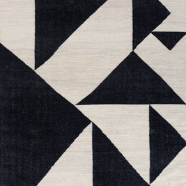 Carpet For Living room 5'3X7'6 Feet Grey And Black Wool Rectangle Geometric And Stripes Rug