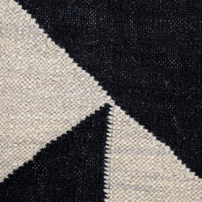 Carpet For Living room 5'3X7'6 Feet Grey And Black Wool Rectangle Geometric And Stripes Rug