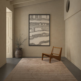 Carpet For Living room 5x8 Feet Beige and Brown Bamboo Silk and Zari Rectangle abstract Rug