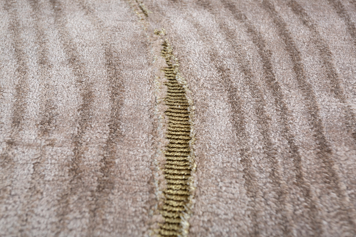 Carpet For Living room 5x8 Feet Beige and Brown Bamboo Silk and Zari Rectangle abstract Rug