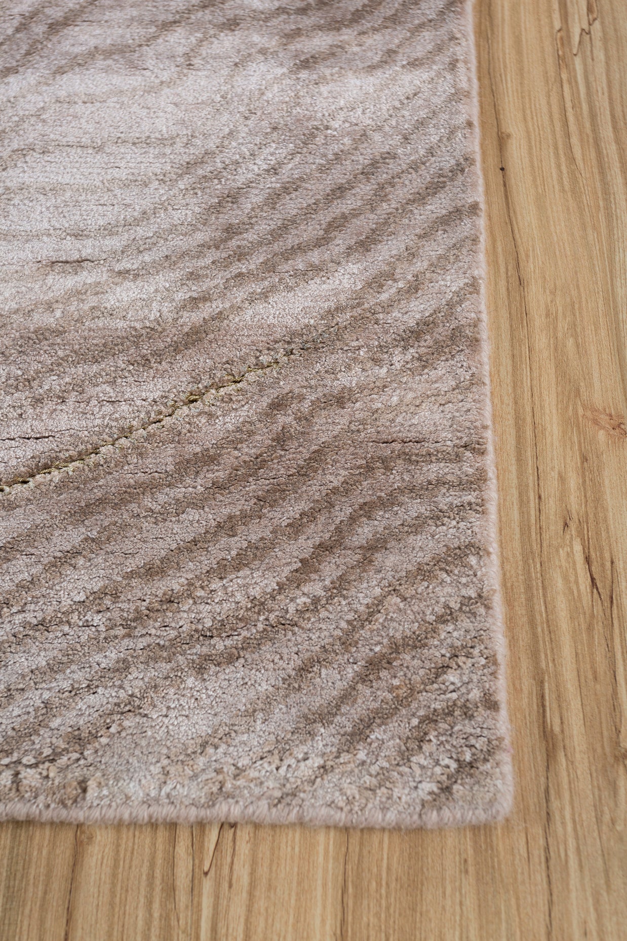 Carpet For Living room 5x8 Feet Beige and Brown Bamboo Silk and Zari Rectangle abstract Rug