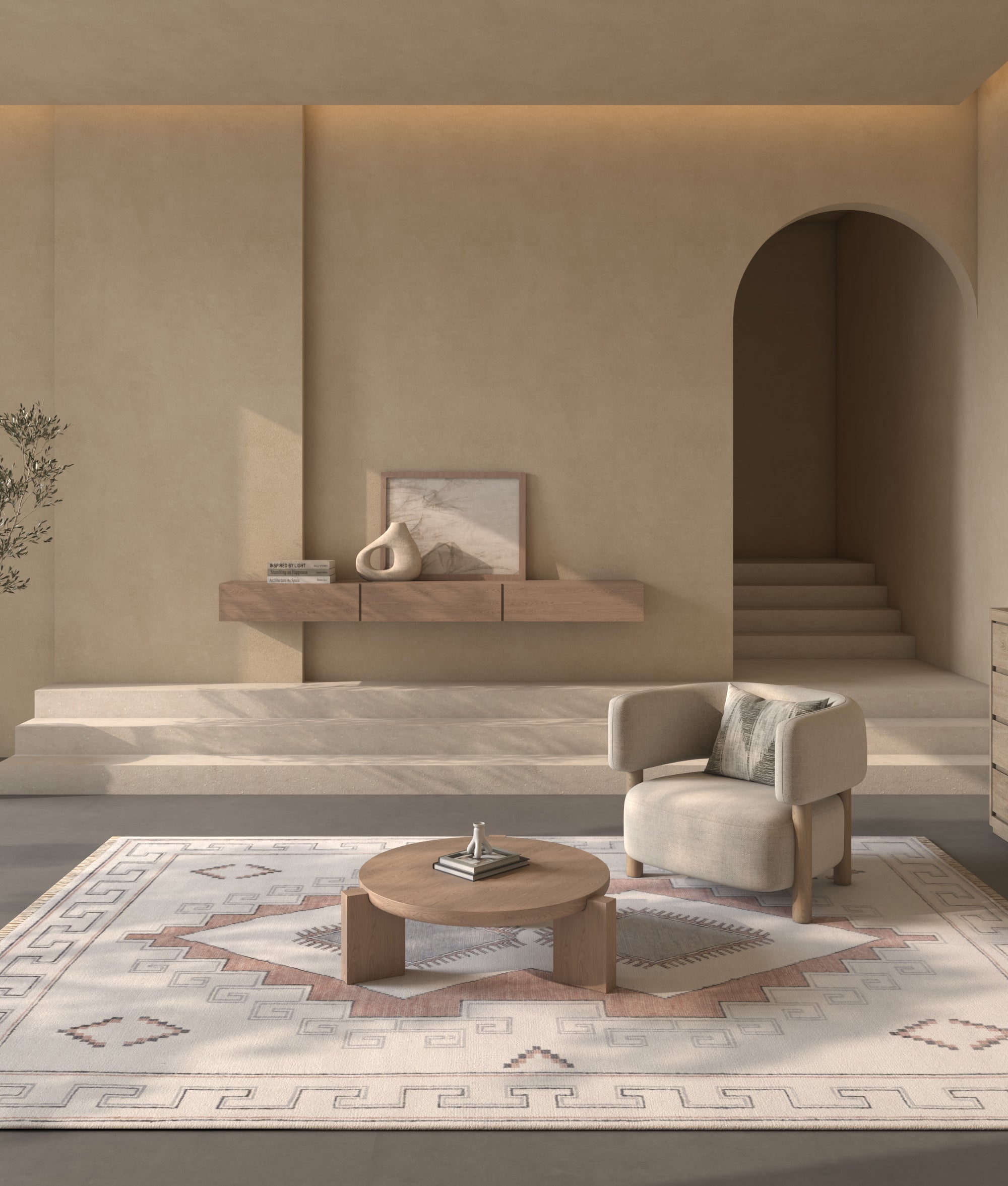 Carpet For Living room 8x10 Feet Ivory Wool Rectangle Abstract Rug