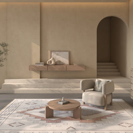 Carpet For Living room 8x10 Feet Ivory Wool Rectangle Abstract Rug