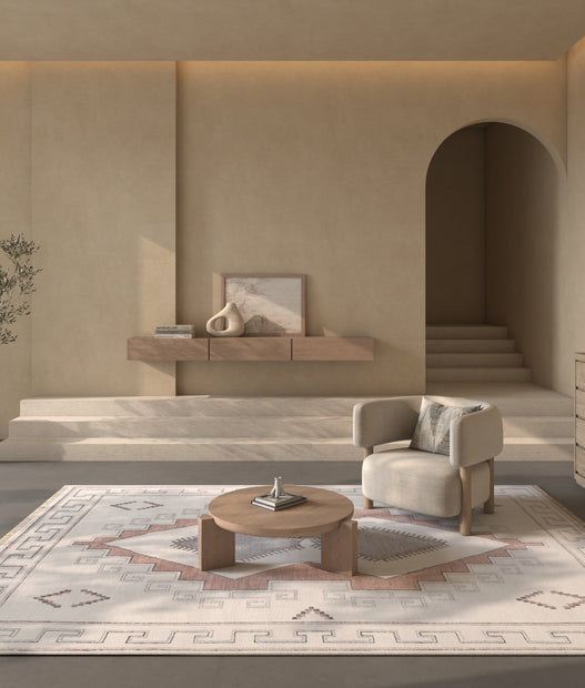 Carpet For Living room 8x10 Feet Ivory Wool Rectangle Abstract Rug