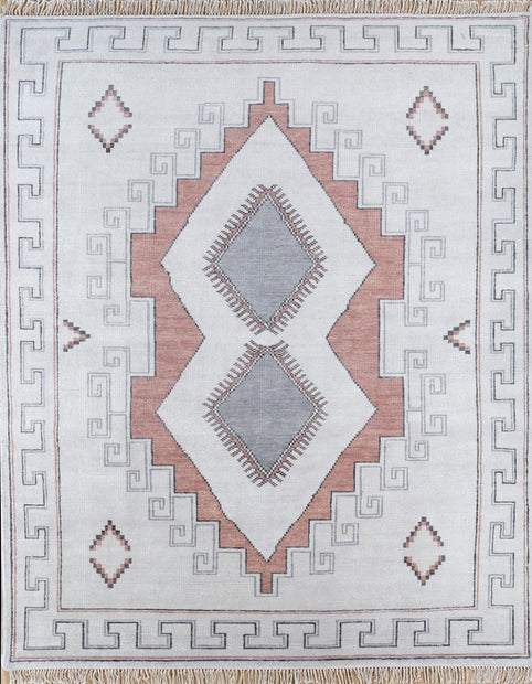 Carpet For Living room 8x10 Feet Ivory Wool Rectangle Abstract Rug