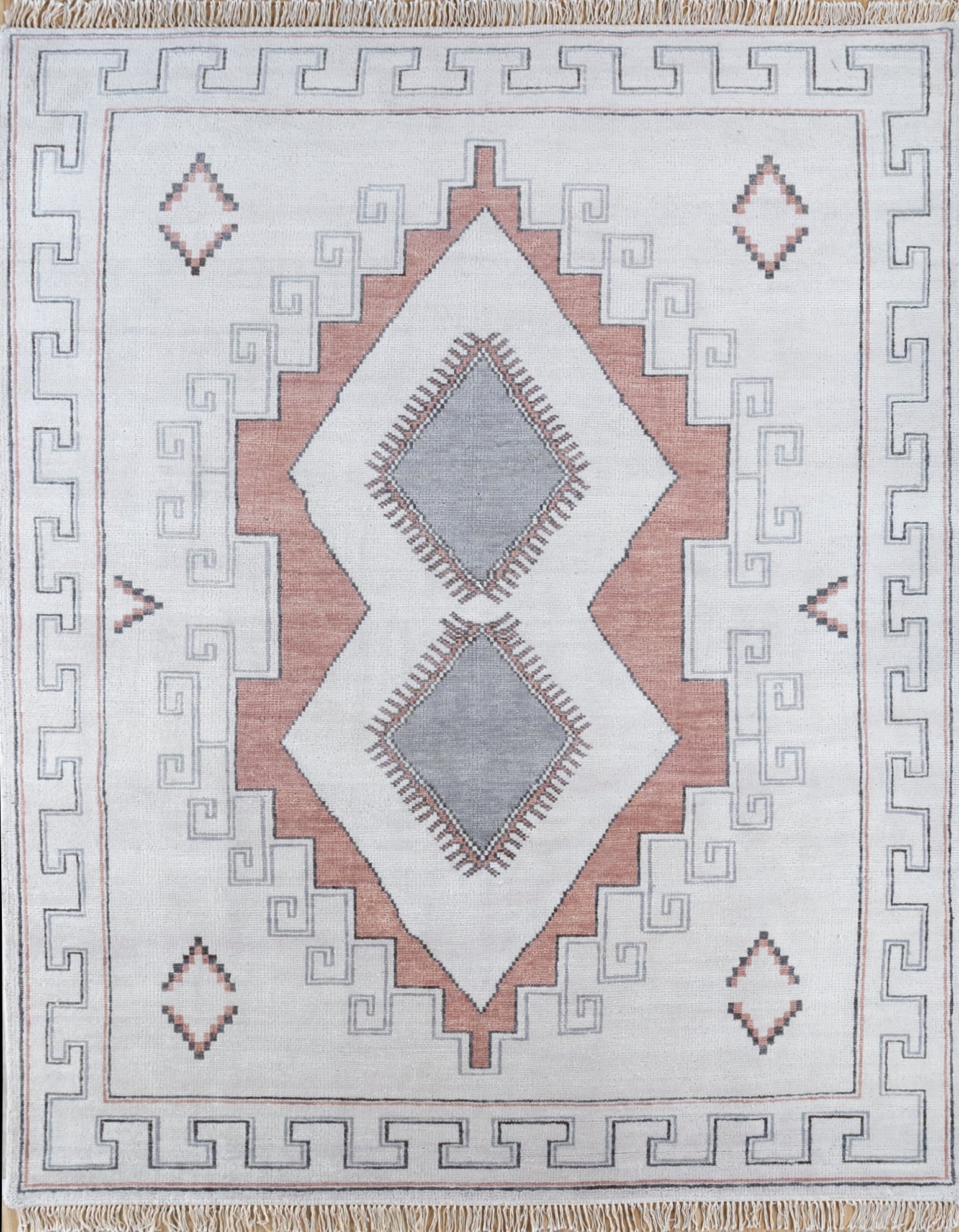 Carpet For Living room 8x10 Feet Ivory Wool Rectangle Abstract Rug