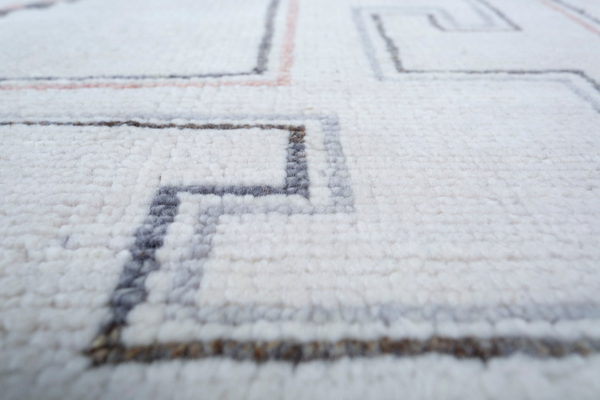 Carpet For Living room 8x10 Feet Ivory Wool Rectangle Abstract Rug