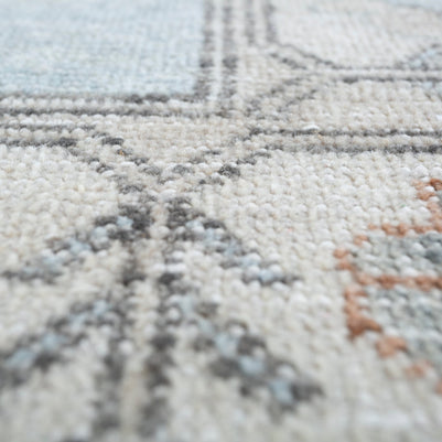 Carpet For Living room 6x9 Feet Ivory Wool Rectangle Vintage and Distressed Rug