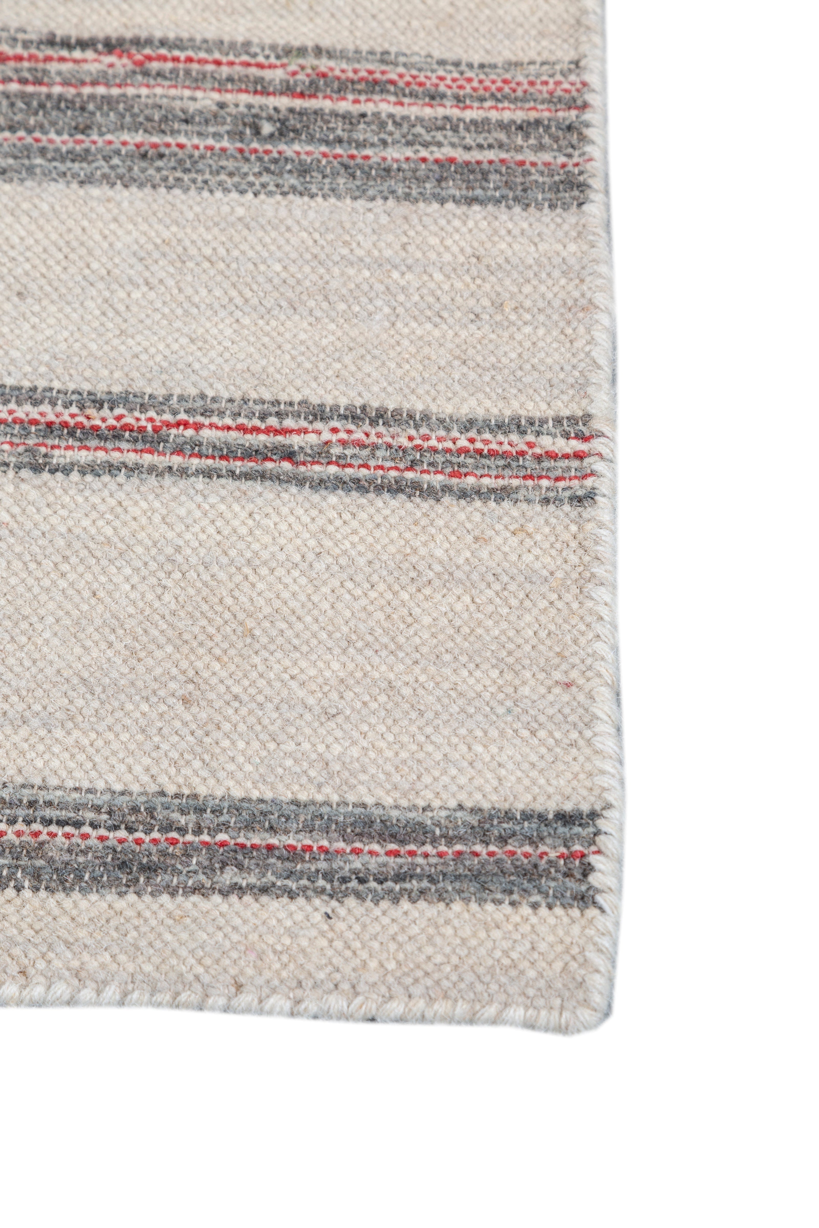 Carpet For Living room 6x9 Feet Grey and Black Wool and Viscose Rectangle Geometric and Stripes Rug