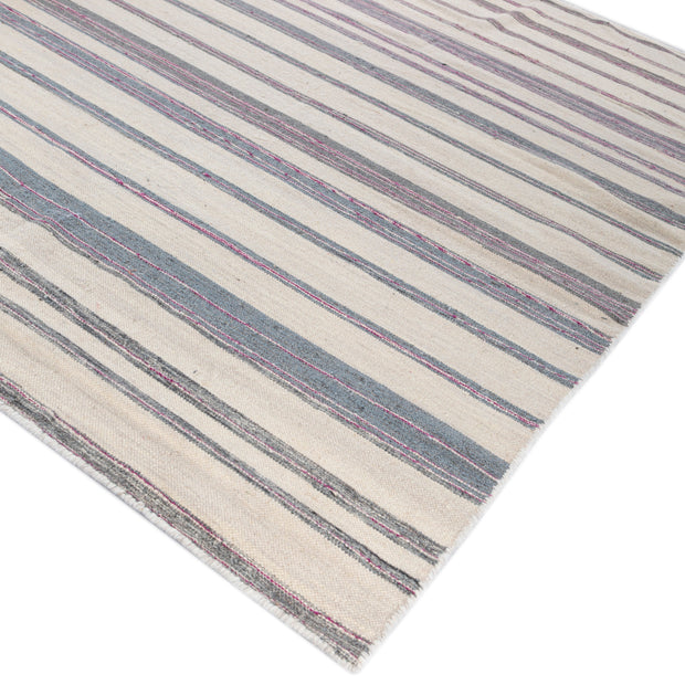 Carpet For Living room 6x9 Feet Grey and Black Wool and Viscose Rectangle Geometric and Stripes Rug