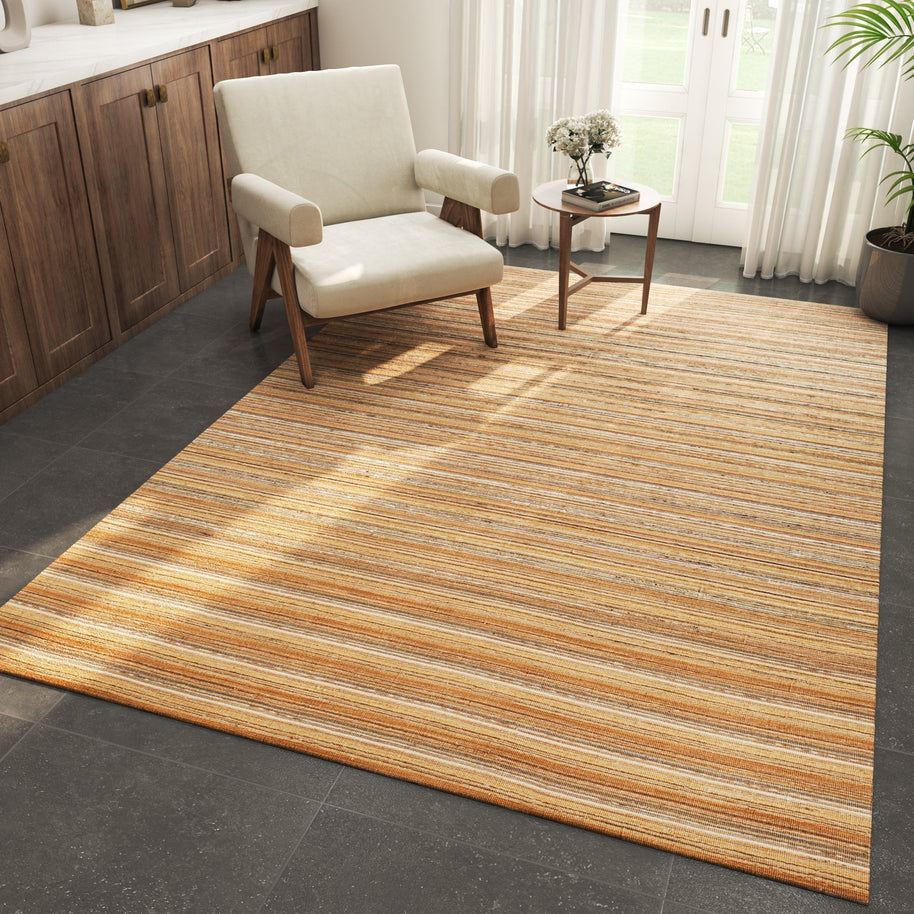 Carpet For Living room 6X9 Feet Red And Orange Wool & Viscose Rectangle Solid Rug - I MEAN DESIGN