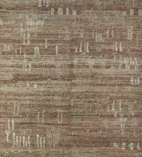 Carpet For Living room 8x10 Feet Green Wool Rectangle Moroccan and Tribal Rug