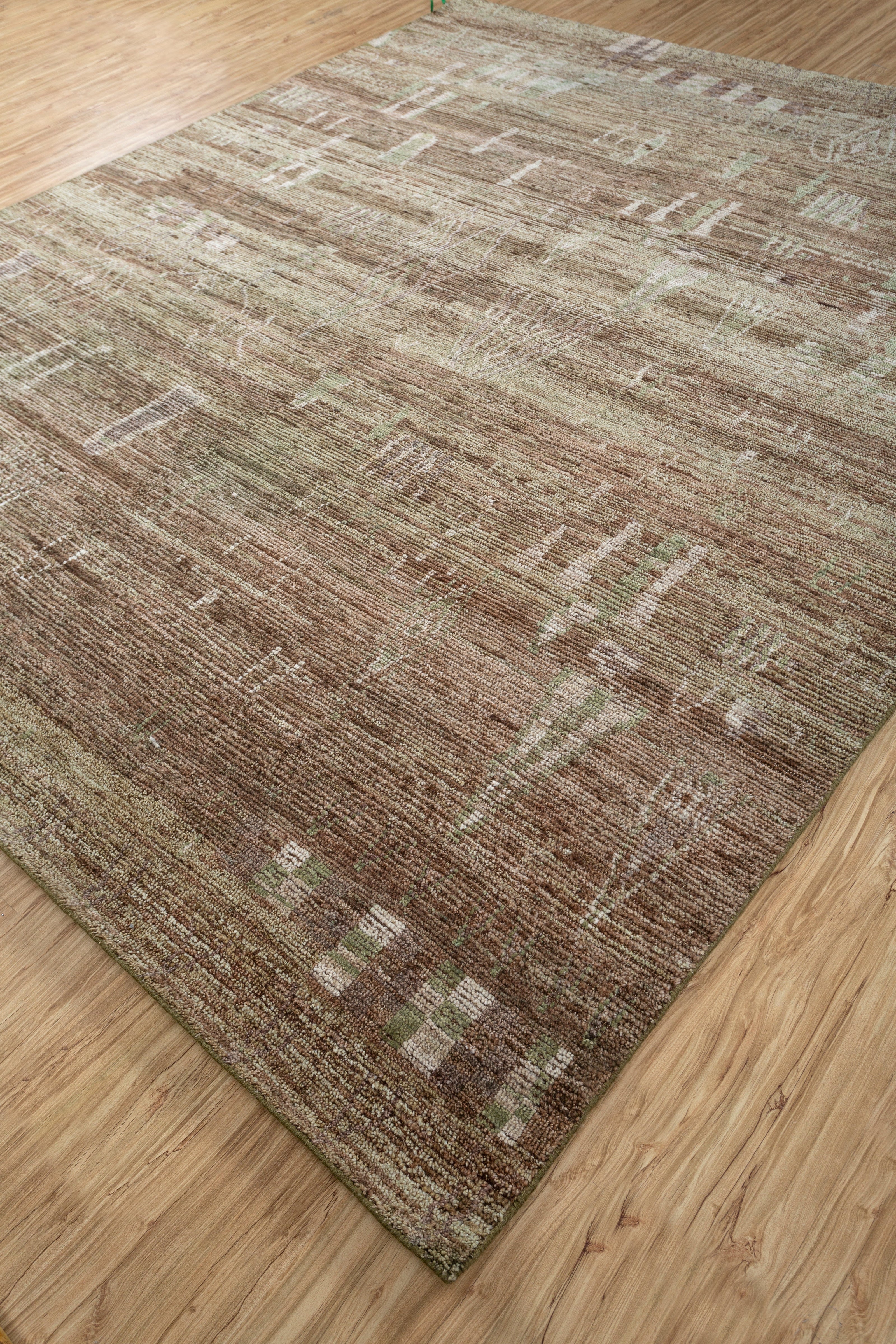 Carpet For Living room 8x10 Feet Green Wool Rectangle Moroccan and Tribal Rug