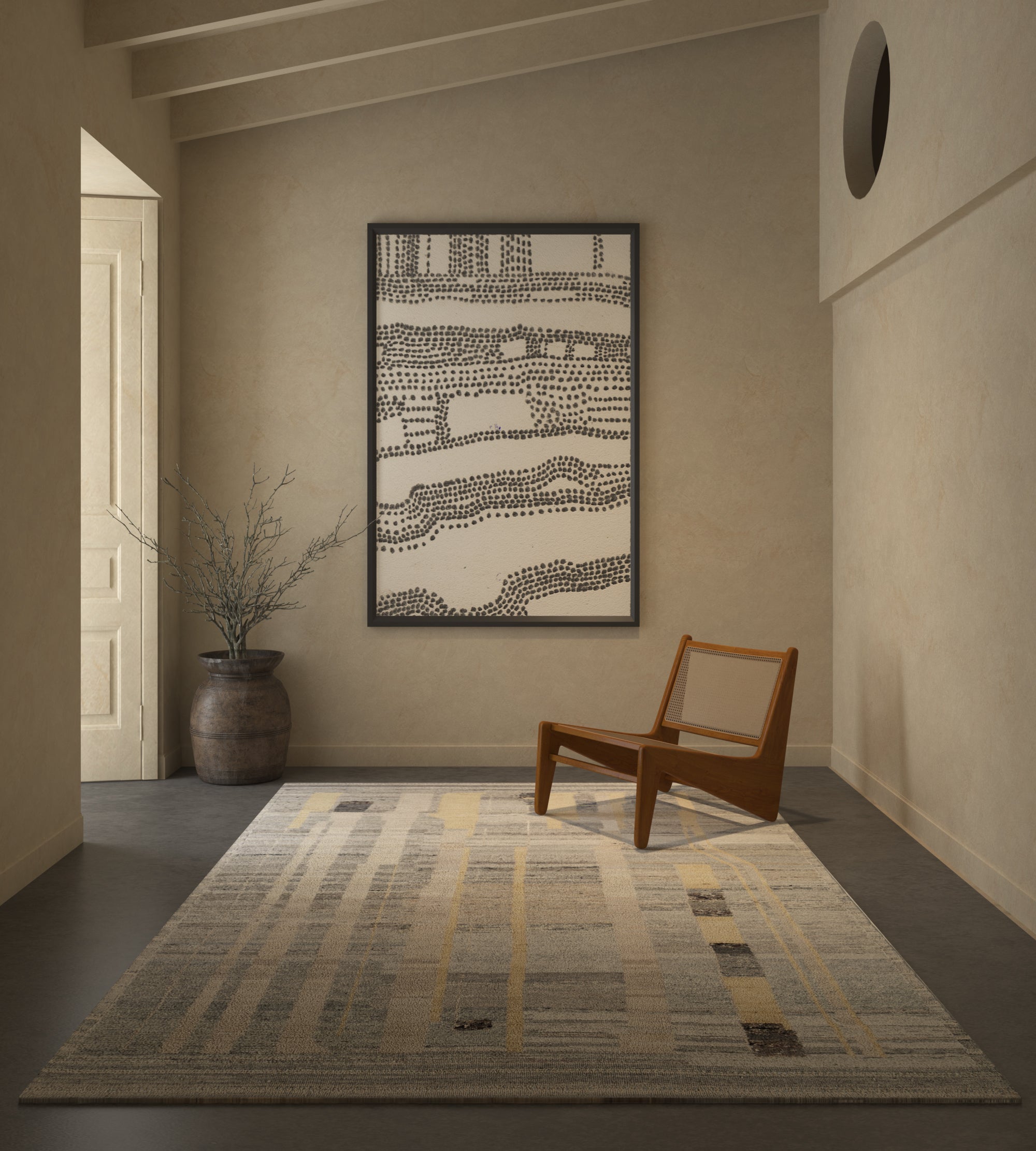 Carpet For Living room 8x10 Feet Beige and Brown Wool Rectangle Moroccan and Tribal Rug - I MEAN DESIGN
