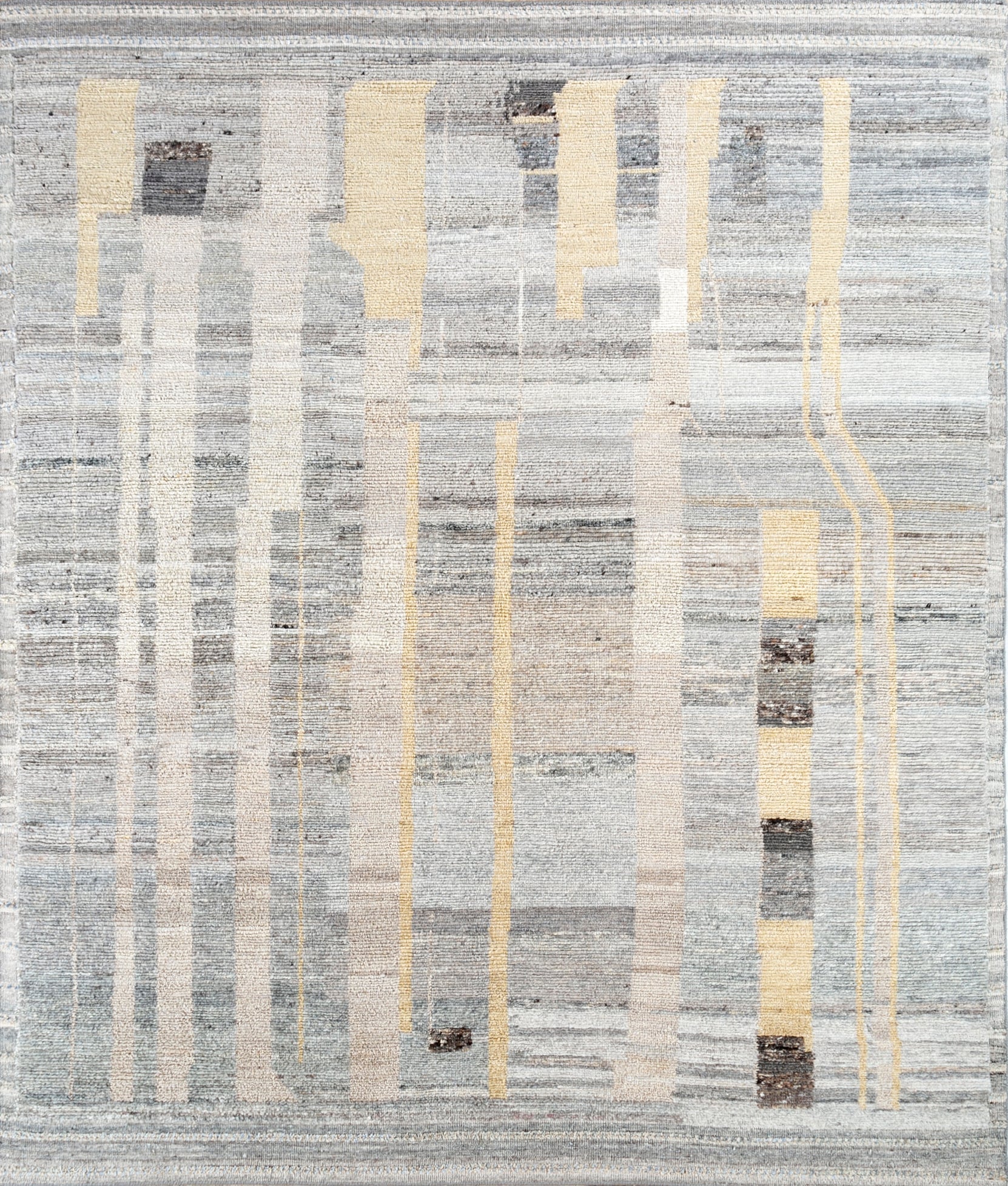 Carpet For Living room 8x10 Feet Beige and Brown Wool Rectangle Moroccan and Tribal Rug - I MEAN DESIGN