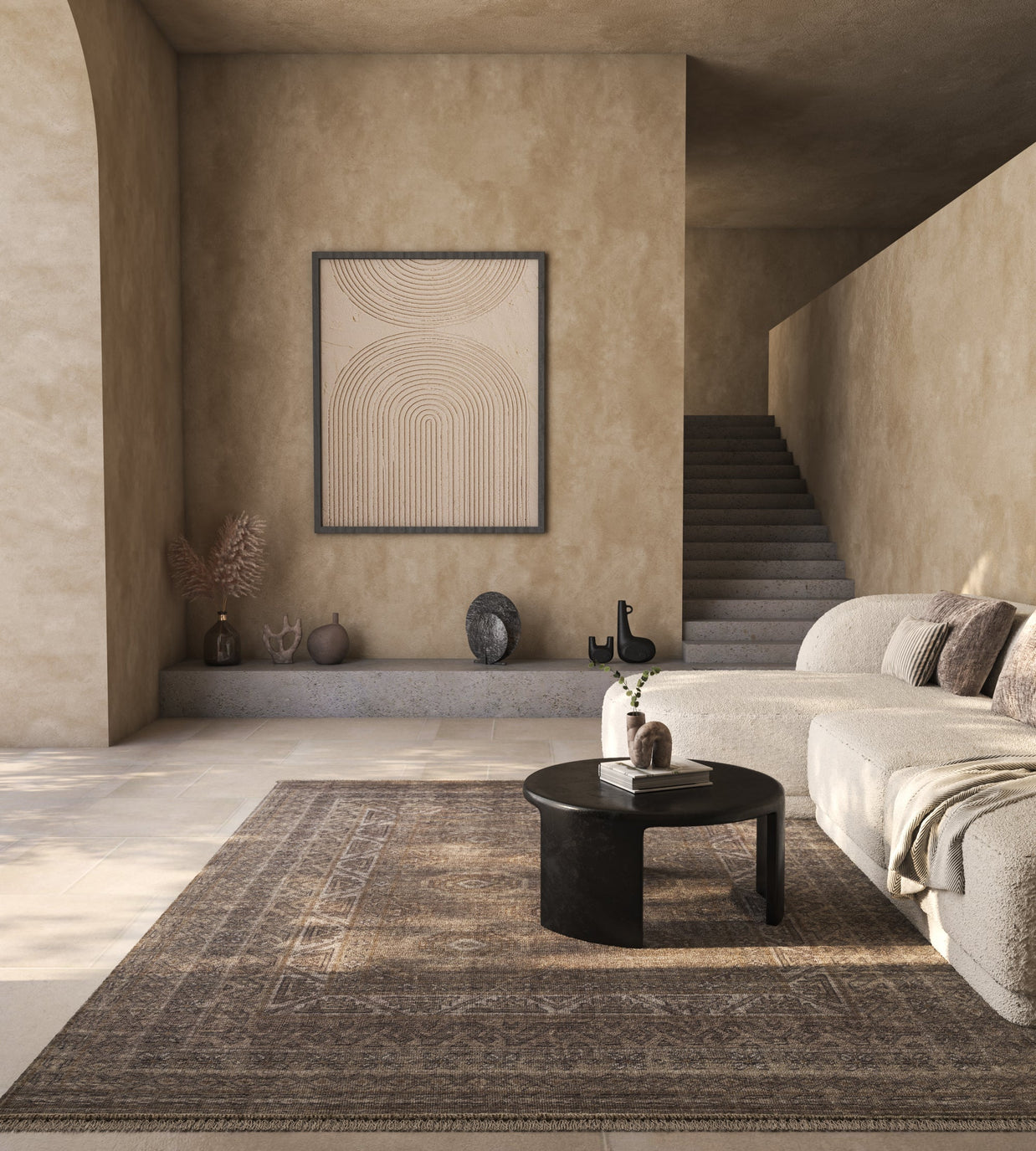 Carpet For Living room 8x10 Feet Grey and Black Wool Rectangle Vintage and Distressed Rug