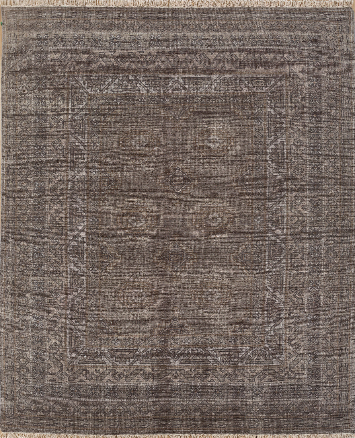Carpet For Living room 8x10 Feet Grey and Black Wool Rectangle Vintage and Distressed Rug