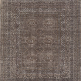 Carpet For Living room 8x10 Feet Grey and Black Wool Rectangle Vintage and Distressed Rug