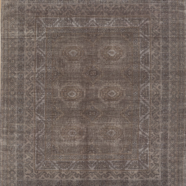 Carpet For Living room 8x10 Feet Grey and Black Wool Rectangle Vintage and Distressed Rug
