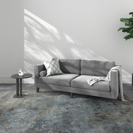 Carpet For Living room 4x6 Feet Grey And Black Wool and Viscose Rectangle Vintage and Distressed Rug