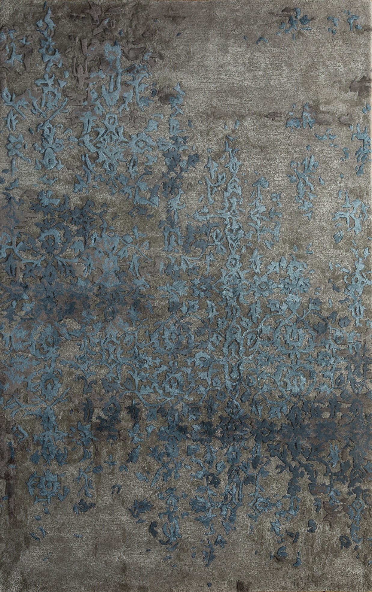 Carpet For Living room 4x6 Feet Grey And Black Wool and Viscose Rectangle Vintage and Distressed Rug