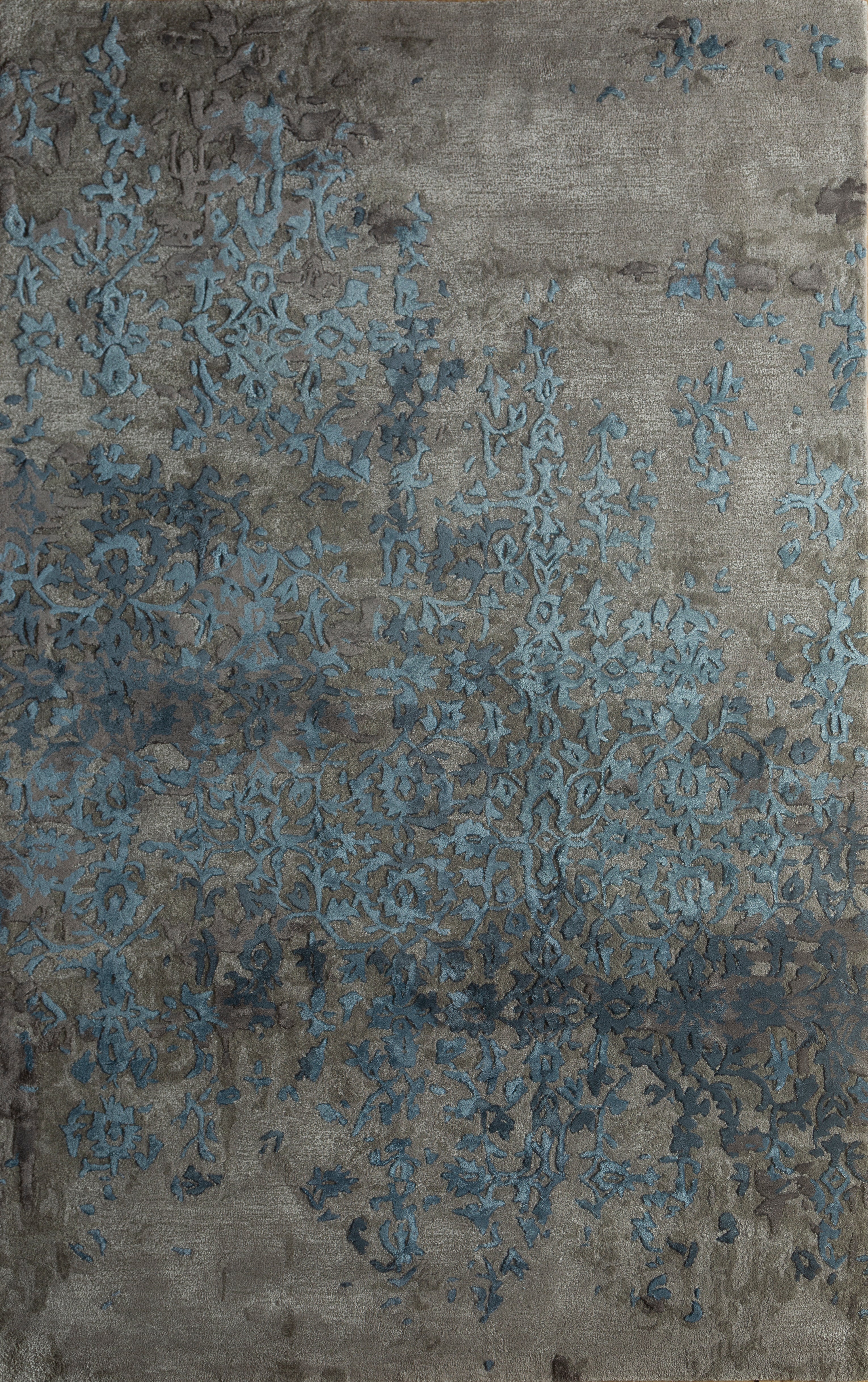 Carpet For Living room 4x6 Feet Grey And Black Wool and Viscose Rectangle Vintage and Distressed Rug