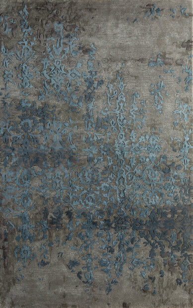 Carpet For Living room 4x6 Feet Grey And Black Wool and Viscose Rectangle Vintage and Distressed Rug