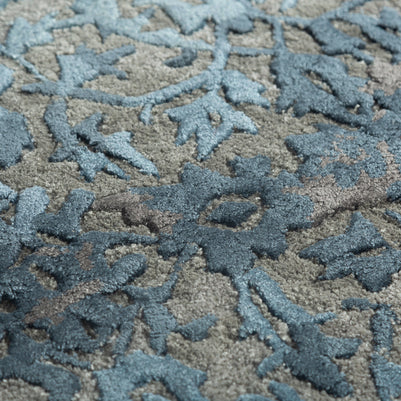 Carpet For Living room 4x6 Feet Grey And Black Wool and Viscose Rectangle Vintage and Distressed Rug