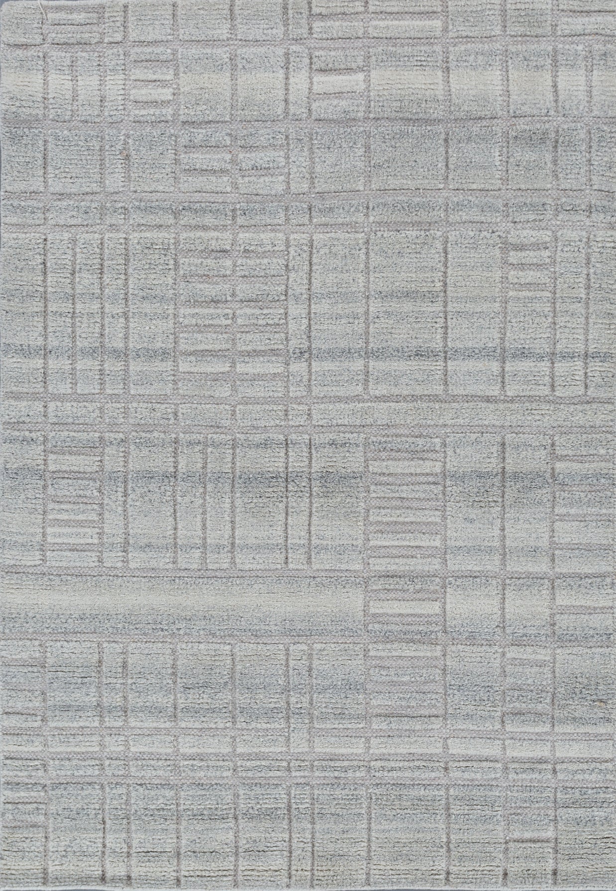 Carpet For Living room 4X6 Feet Grey And Black Wool & Viscose Rectangle Moroccan And Tribal Rug