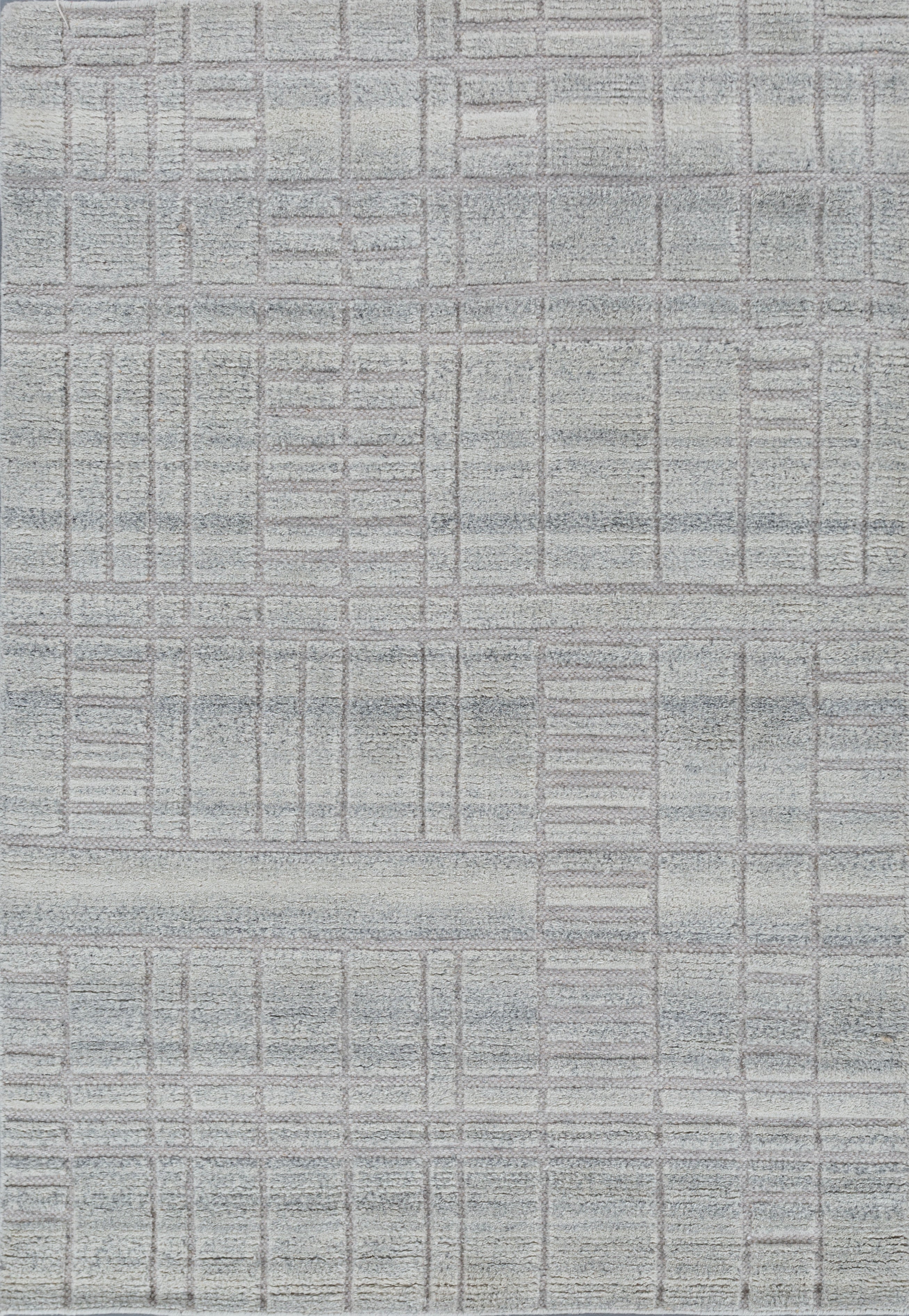 Carpet For Living room 4X6 Feet Grey And Black Wool & Viscose Rectangle Moroccan And Tribal Rug - I MEAN DESIGN