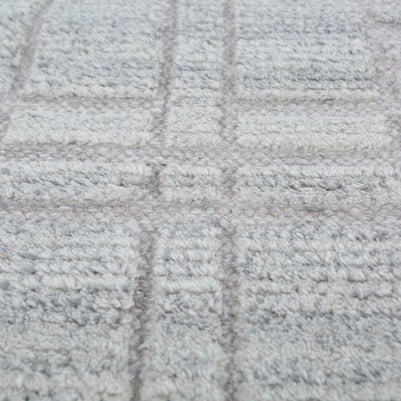 Carpet For Living room 4X6 Feet Grey And Black Wool & Viscose Rectangle Moroccan And Tribal Rug - I MEAN DESIGN